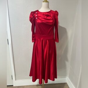 Chic Red Long Sleeve Dress